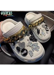 Cute Crocs Charms Luxury Designer Rhinestone Bling Pearl Chain for Croc Shoe Flower Accessories Gift for Clog Girl