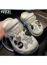 Cute Crocs Charms Luxury Designer Rhinestone Bling Pearl Chain for Croc Shoe Flower Accessories Gift for Clog Girl