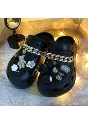 Cute Crocs Charms Luxury Designer Rhinestone Bling Pearl Chain for Croc Shoe Flower Accessories Gift for Clog Girl