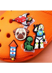 Original Space Alien Designer Shoe Charms 5pcs/lot Croc Buckle Luxury Accessories Rainbow Sun Clog Dog Jewelry Decorations Jibz