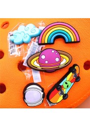 Original Space Alien Designer Shoe Charms 5pcs/lot Croc Buckle Luxury Accessories Rainbow Sun Clog Dog Jewelry Decorations Jibz