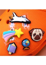 Original Space Alien Designer Shoe Charms 5pcs/lot Croc Buckle Luxury Accessories Rainbow Sun Clog Dog Jewelry Decorations Jibz