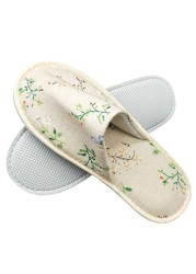 1 Pair Simple Unisex Solid Color Slippers Hotel Travel Spa Portable Men Slippers Disposable Guest Home Indoor Cloth Men Slippers
