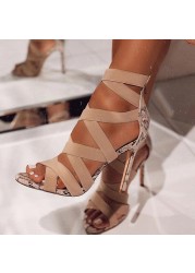 sexy ladies peep toe high heel shoes women sandals 2021 zipper high heels new fashion summer women pumps