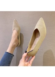 Spring and autumn flat shoes fashion leisure women's flat shoes pointed knitting elastic comfortable boutique shoes