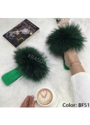 Summer Women Slippers Cotton Fabric Real Fur Flip Flops Fancy Sandals Ladies Faux Fur Slippers 2022 Home Shoes Woman