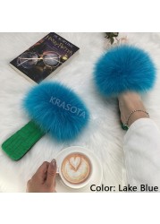 Summer Women Slippers Cotton Fabric Real Fur Flip Flops Fancy Sandals Ladies Faux Fur Slippers 2022 Home Shoes Woman