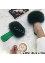 Summer Women Slippers Cotton Fabric Real Fur Flip Flops Fancy Sandals Ladies Faux Fur Slippers 2022 Home Shoes Woman