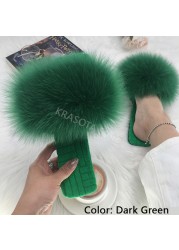 Summer Women Slippers Cotton Fabric Real Fur Flip Flops Fancy Sandals Ladies Faux Fur Slippers 2022 Home Shoes Woman