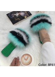 Summer Women Slippers Cotton Fabric Real Fur Flip Flops Fancy Sandals Ladies Faux Fur Slippers 2022 Home Shoes Woman