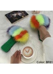 Summer Women Slippers Cotton Fabric Real Fur Flip Flops Fancy Sandals Ladies Faux Fur Slippers 2022 Home Shoes Woman