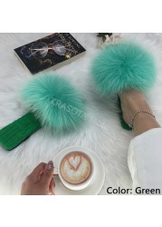 Summer Women Slippers Cotton Fabric Real Fur Flip Flops Fancy Sandals Ladies Faux Fur Slippers 2022 Home Shoes Woman