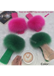 Summer Women Slippers Cotton Fabric Real Fur Flip Flops Fancy Sandals Ladies Faux Fur Slippers 2022 Home Shoes Woman