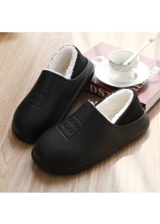 2021 winter women slippers eva waterproof warm plush home shoes ladies non-slip indoor soft sole cotton slides couple shoes