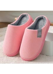 2021 winter women slippers eva waterproof warm plush home shoes ladies non-slip indoor soft sole cotton slides couple shoes