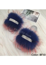 Jelly Slippers Transparent Crystal Flat Slippers Furry Slides for Women Fluffy Slippers Fur Sandals Flip Flop Ladies Summer 2022