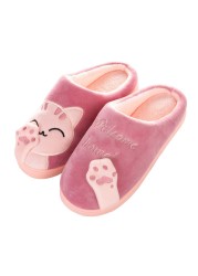 Winter Women Slippers Cartoon Lucky Cat Shoes Fluffy Plush Warm Non-slip Cotton Slippers Home Indoor Couple Fashion Shoes Female