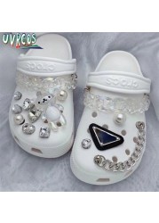 Luxury Charms for Crocs JIBZ Designer Clog Shoes Embellishment Flower Metallic Pearl Shoe Accessories Bling Rhinestone Croc Charms