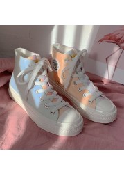 Women Color Changing Canvas Shoes Trendy Fashion Versatile Low-top Lace-up Boarding Shoes Cute Fairy Colorful Kawaii Sneakers