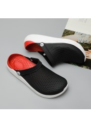 Beach Sandals Unisex Men Hole Shoes Lightweight Breathable Casual Slippers Swimming Walking Anti-slip Flip Flops Soft Sandals