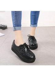 Creepers Casual Shoes Woman Plus Size Sneakers Women Shoes Ladies Platform Shoes 2022 Lace-up Women Flats Female Shoes Loafers