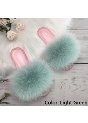 fluffy slippers women real fur home slides summer crystal rhinestones shoes for women flip flops with fur jelly sandals women