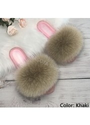 fluffy slippers women real fur home slides summer crystal rhinestones shoes for women flip flops with fur jelly sandals women