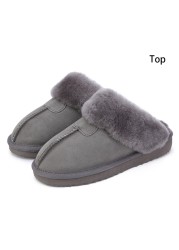 Real Fur Furry Slippers for Women Fashion Female Alpaca House Women Winter Plush Indoor Warm Man Home Shoes Stuffed Woman