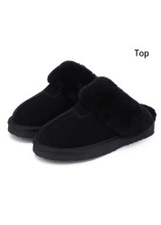 Real Fur Furry Slippers for Women Fashion Female Alpaca House Women Winter Plush Indoor Warm Man Home Shoes Stuffed Woman