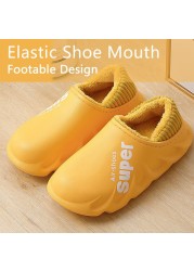 2021 winter women slippers eva waterproof warm plush home shoes ladies non-slip indoor soft sole cotton slides couple shoes