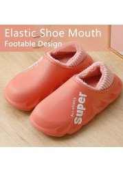 2021 winter women slippers eva waterproof warm plush home shoes ladies non-slip indoor soft sole cotton slides couple shoes