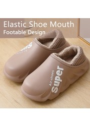 2021 winter women slippers eva waterproof warm plush home shoes ladies non-slip indoor soft sole cotton slides couple shoes