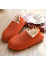 2021 winter women slippers eva waterproof warm plush home shoes ladies non-slip indoor soft sole cotton slides couple shoes