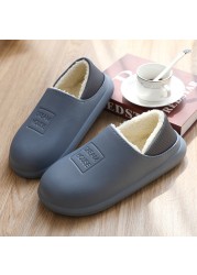 2021 winter women slippers eva waterproof warm plush home shoes ladies non-slip indoor soft sole cotton slides couple shoes