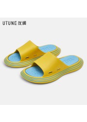 UTUNE Outside Slippers Men Summer Runway Shoes EVA Outdoor Women Slides Soft Thick Sole Non-slip Pool Beach Sandals Indoor Bathroom