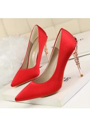 2022 Summer Women Glitter Rhinestones High Heel Shoes Spring Luxury Genuine Leather Pointed Sexy Crystal Party Wedding Shoes