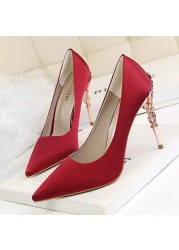 2022 Summer Women Glitter Rhinestones High Heel Shoes Spring Luxury Genuine Leather Pointed Sexy Crystal Party Wedding Shoes