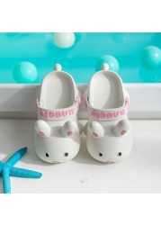 Baby Summer Slippers Cartoon Shoes Baby Flip Flops Indoor Slippers Child Cartoon Non-slip Bunny Beach Swimming Slippers Kids