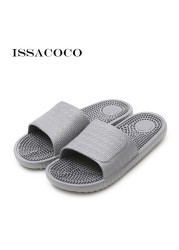 ISSACOCO Men Flat Indoor Massage Slippers Men Home Non-slip Massage Slippers Zapatos Hombre Beach Flip Flops Men Slides