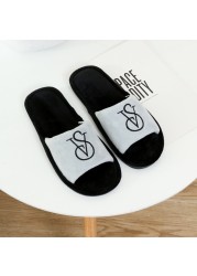 Spring/Autumn fur slippers letter non-slip new couple home floor cotton slippers men large size slippers