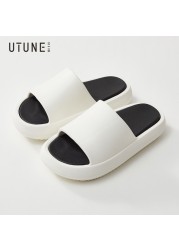 UTUNE Summer Outside Slippers Men Shoes EVA Soft Outdoor Sneaker Platform Slides Women Thick Sole Non-slip Indoor Beach Sandals