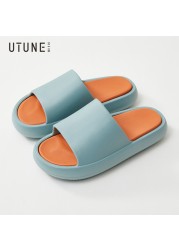 UTUNE Summer Outside Slippers Men Shoes EVA Soft Outdoor Sneaker Platform Slides Women Thick Sole Non-slip Indoor Beach Sandals