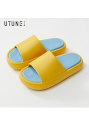 UTUNE Summer Outside Slippers Men Shoes EVA Soft Outdoor Sneaker Platform Slides Women Thick Sole Non-slip Indoor Beach Sandals