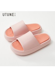 UTUNE Summer Outside Slippers Men Shoes EVA Soft Outdoor Sneaker Platform Slides Women Thick Sole Non-slip Indoor Beach Sandals