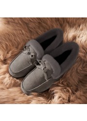 Women Slippers Winter Bow Tie Plush Warm Shoes Inside Loafers Indoor Slippers Ladies Ladies Slip On Shoes Chaussure Femme Women Shoes Non-leather Casual Shoes Women's Shoe Brand