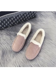 Women Slippers Winter Bow Tie Plush Warm Shoes Inside Loafers Indoor Slippers Ladies Ladies Slip On Shoes Chaussure Femme Women Shoes Non-leather Casual Shoes Women's Shoe Brand