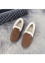 Women Slippers Winter Bow Tie Plush Warm Shoes Inside Loafers Indoor Slippers Ladies Ladies Slip On Shoes Chaussure Femme Women Shoes Non-leather Casual Shoes Women's Shoe Brand