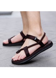 Men Sandals Summer Beach Outdoor Slippers Personality Indoor Couple Casual Shoes Black Velcro Non-slip Men Flip Flop Pantuflas