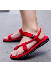 Men Sandals Summer Beach Outdoor Slippers Personality Indoor Couple Casual Shoes Black Velcro Non-slip Men Flip Flop Pantuflas