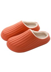 2021 Waterproof Cotton Slippers Thick-soled Plush Winter Warm Home Indoor Slippers Outdoor Slippers Memory Foam For Couples Shoes